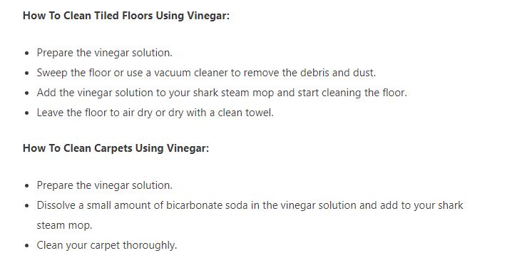 vinegar in steam mop advice