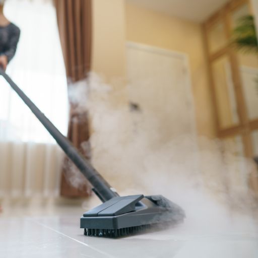 steam cleaner on tile floor