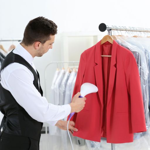 steaming a suit jacket