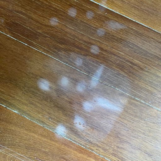 white marks on hardwood floor from steam mopping