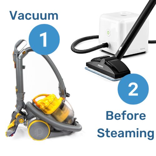vacuum before using a steam cleaner to kill dust mites